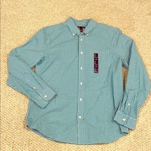 NWT Men’s Gap slim fit gingham button down shirt L